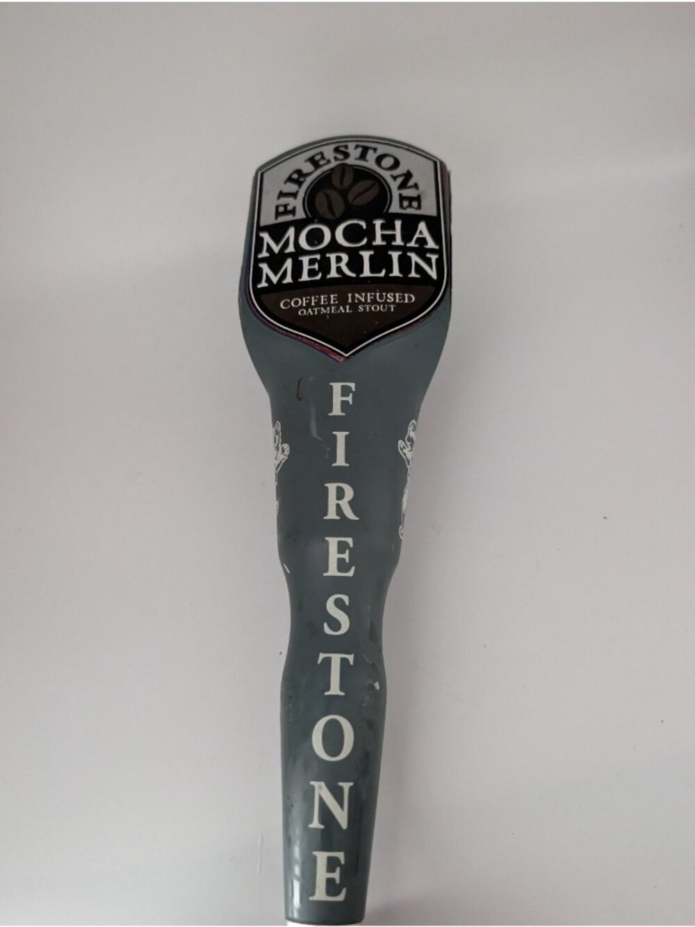 Firestone Mocha Merlin Tap Handle Grey 10" Coffee Infused Oatmeal Stout